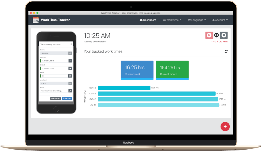 Easy time tracking with central dashboard - for Mac, Windows, Linux as well as iOS and Android